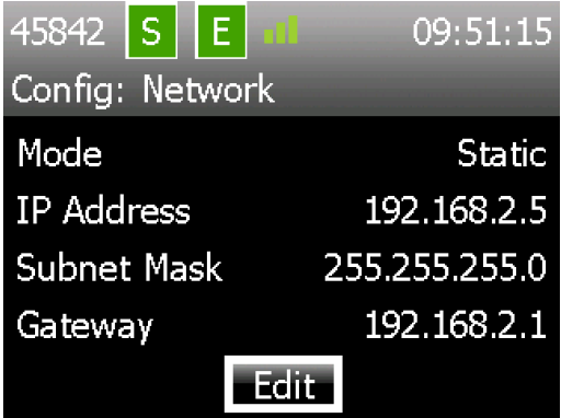 Navigate from the home screen to Config> Network The LD5 default address is shown below